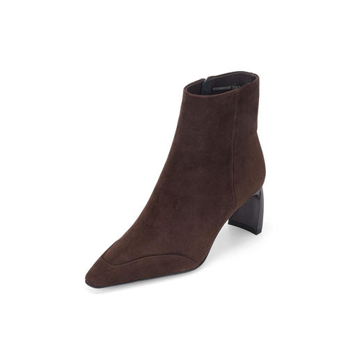 westory2024秋冬新款立体方头百搭时尚复古绒面简约短靴女W24DS84251 商品图1