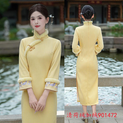 SKY 901472新中式改良旗袍加绒加厚气质旗袍 商品图1