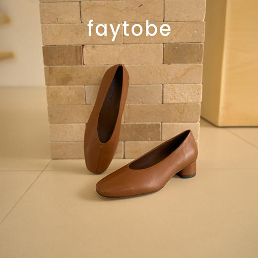 faytobe 鹅蛋玛丽珍法式浅口单鞋外穿方圆头平低舒适羊皮奶奶鞋 商品图1