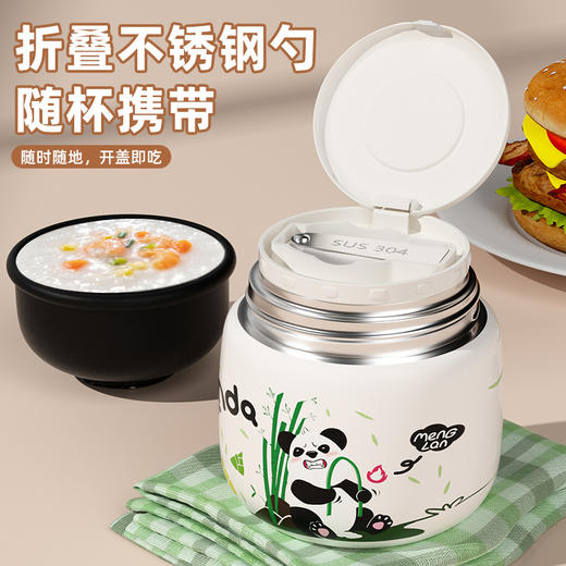 焖粥带饭一罐搞定！卡通高颜值316食品级银耳焖烧杯可爱便携带勺焖粥不锈钢保温杯子 商品图2