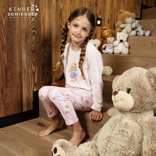 【迷你小熊棉莫套装】舒雅童装女童长袖长裤家居套装47.5%棉47.5%莫代尔5% 氨纶 180gsm  3F/25257H 商品图1