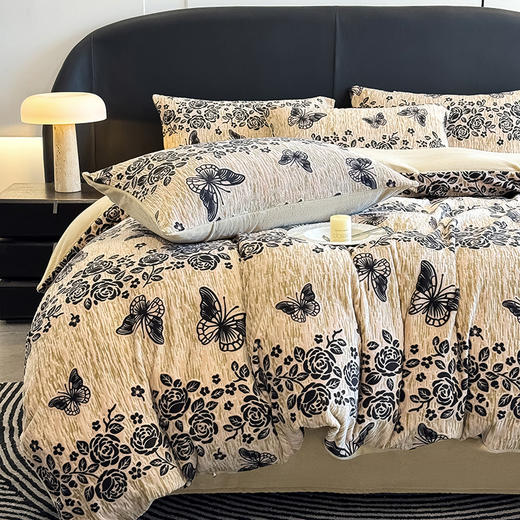 自然醒美拉德风格雕花牛奶绒四件套QJ 商品图2