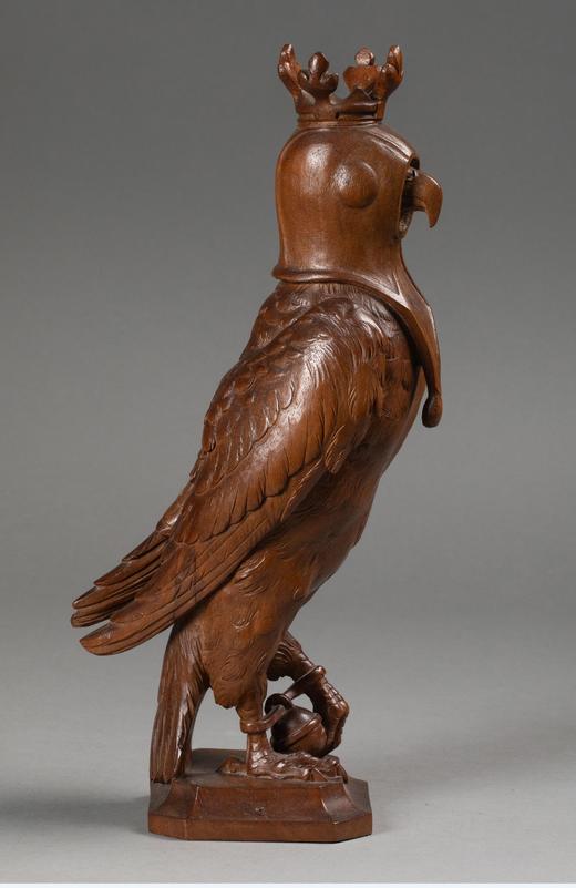 独角鹿西洋古董法国出品黑森林风格猎鹰造型胡桃木精雕古董摆件 商品图1