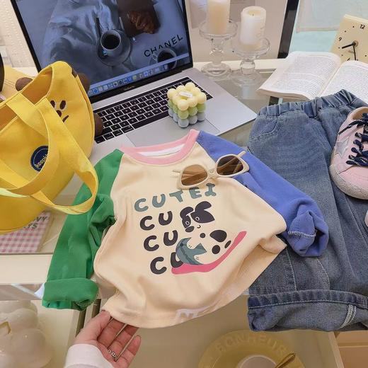 【🥰绝美穿搭39.9元任选3件 】90-160码儿童插肩撞色秋冬款长袖T恤卡通洋气上衣聚 商品图7