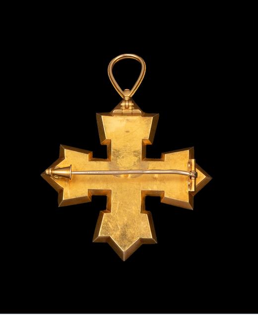 独角鹿西洋古董19世纪中期法国出品18K黄金精雕镶嵌鲜花与飞鸽主题极细马赛克吊坠/胸针 商品图5