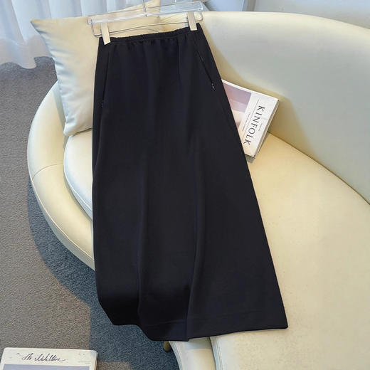 百媚生 松紧高腰直筒裙中长款休闲包臀裙0831-17 商品图2