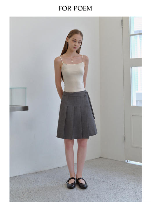 ForPoem 现货 25/FW原创设计搭片绑带两色百搭百褶裙短款A字半身裙女 商品图2