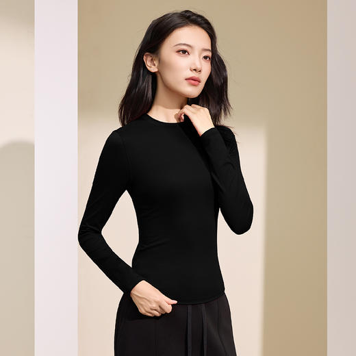 【润肤红石榴】爱帝女式超柔磨毛小圆领打底衫 商品图7