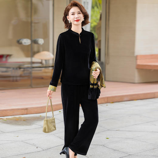 FW 2573新中式中老年妈妈外套时尚洋气国风三件套 商品图1