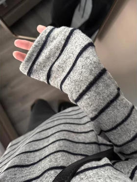 【复古条纹磨毛长袖】大码t恤女 秋冬时尚宽松打底衫早春内搭撞色上衣 