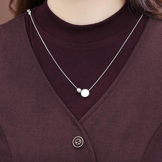 QYM 54C2512-Y时尚修身显瘦中长款马甲假两件连衣裙 商品图3