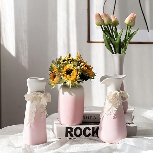 渐变粉色陶瓷花瓶干花插花简约创意水养现代北欧客厅家居装饰摆件 商品图1