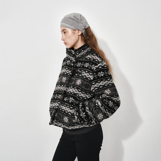 NUTH费尔岛宽松短款摇粒绒厚外套女 黑色/卡其棕色（发货时间同步天猫） 商品图6