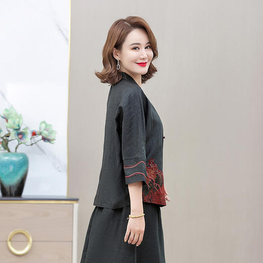 丁摩真丝香云纱老料龟裂纹复古刺绣100%桑蚕丝外套上衣AL2273 商品图2