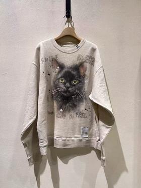 中性款猫咪印花卫衣019