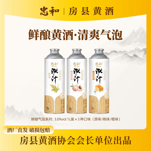 3.6%vol/1L忠和洑汁气泡酒（原味、桃味、橙味） 商品图0