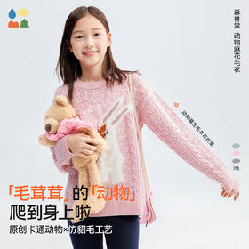 【动物麻花毛衣】森林棠25秋冬新款儿童彩色卡通图案柔软厚实针织毛衣80612506