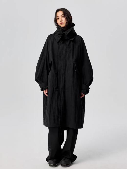 Simple Project/Y25148/棉锦皱感可拆卸连帽鱼尾风衣 商品图4