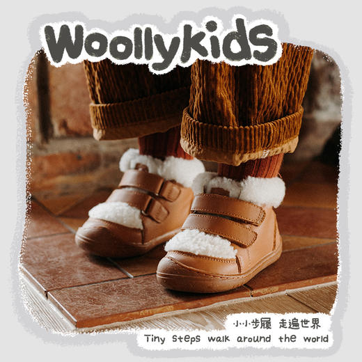 woollykids小羊沃利澳洲真皮儿童防踢学步鞋秋冬加毛款魔术贴童鞋 商品图1