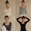 靴下物美雅碧自发热保暖上衣女秋冬季双面磨毛保暖内衣大圆领无痕 商品缩略图4