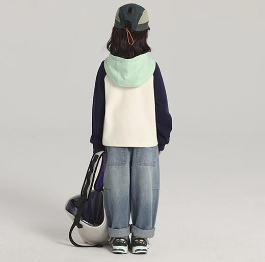 裁缝学苑TH09儿童撞色连帽冲锋外套纸样童装插肩上衣样板打版图纸 商品图3