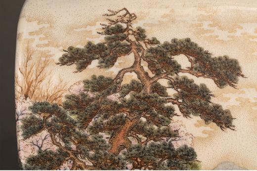 独角鹿西洋古董日本明治时期出品京都陶磁器合資会社岡本亮山款人物游园主题描金彩绘萨摩烧古董花瓶艺术摆件 商品图4