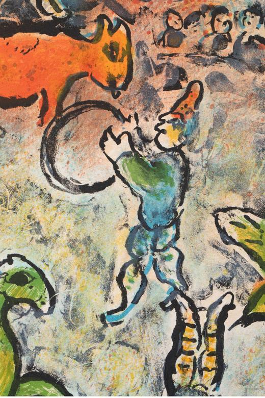 独角鹿西洋古董法国现代艺术大师夏加尔签名创作出品限量彩色石古董版画 商品图3