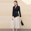 IWY/气质高级感黑色西装百褶套裙女时尚都市职场总裁套装工作服C2470+S2471 商品缩略图2