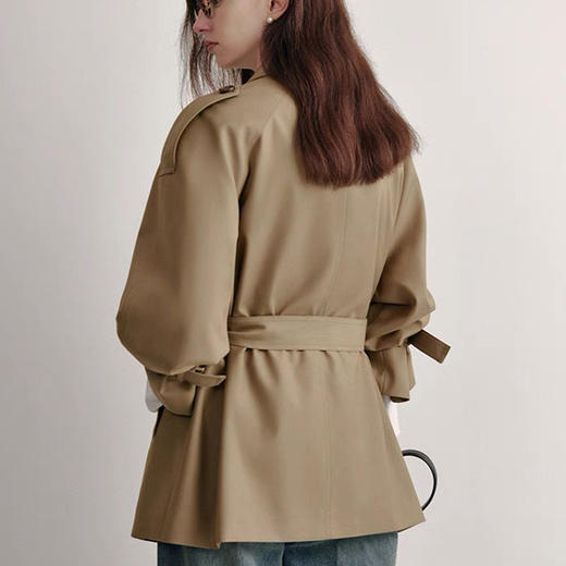 「高jz」全新升级【铂金会员367/天猫489/差价122】(74825)洛诗琳气质中长款风衣2025秋季新款韩版双排扣显瘦风衣外套 商品图3