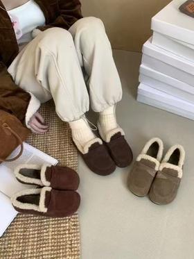 【GZ】无忧购‘清仓福利’ 外穿保暖加绒法式复古玛丽珍平底毛毛鞋X11-08（截单后3-5天发货)