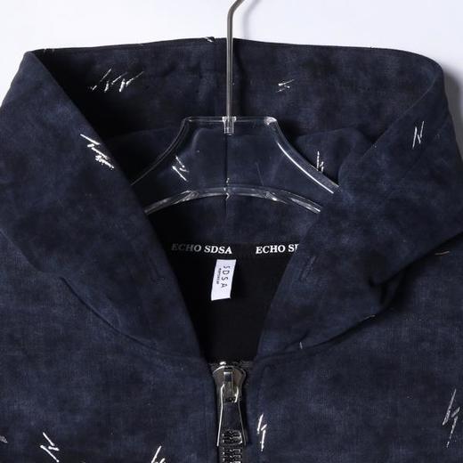 WT220SDSA男士秋冬新款痞帅男装休闲国潮复古滴胶拉链连帽卫衣百搭舒适 商品图2