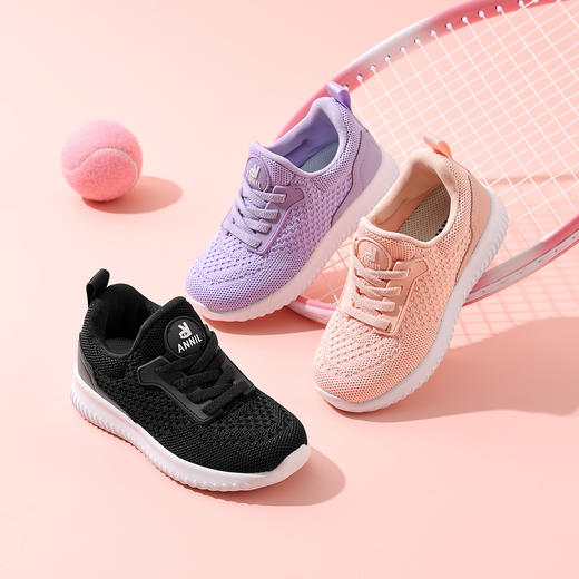 ANNIL/安奈儿童鞋韩系潮款儿童鞋透气软底女飞织耐磨运动鞋HM5305382 商品图3