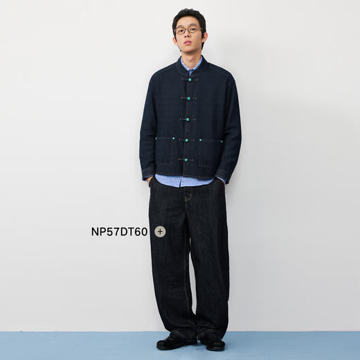潮牌新中式仿【绿松石】盘扣牛仔夹克男本布下摆中国风NP58DC13 商品图1