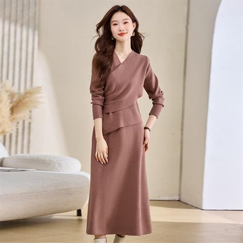 设计感针织衫套装女装秋装2025新款气质过膝长裙轻熟连衣裙两件套AIMI1225 商品图2