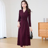 QYMXYKL-26809-Y2025年新款收腰长袖连衣裙女装春秋季气质优雅中长款A字裙 商品缩略图1