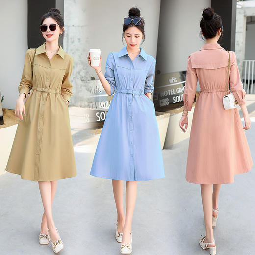 法式长袖收腰衬衫，优雅连衣裙子HR-GRS3202 商品图3