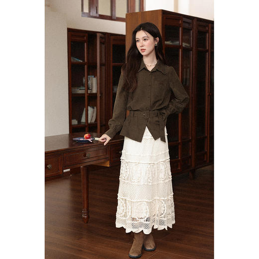 鹿向南「栗木之秋」美拉德咖啡色长袖衬衫女秋季新款好看小众上衣 商品图2