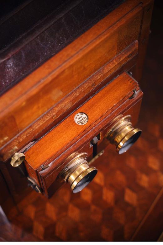 独角鹿西洋古董英国著名品牌Marion & Co. 出品硬木装饰黄铜配件双镜头湿版立体相机摆件 商品图2