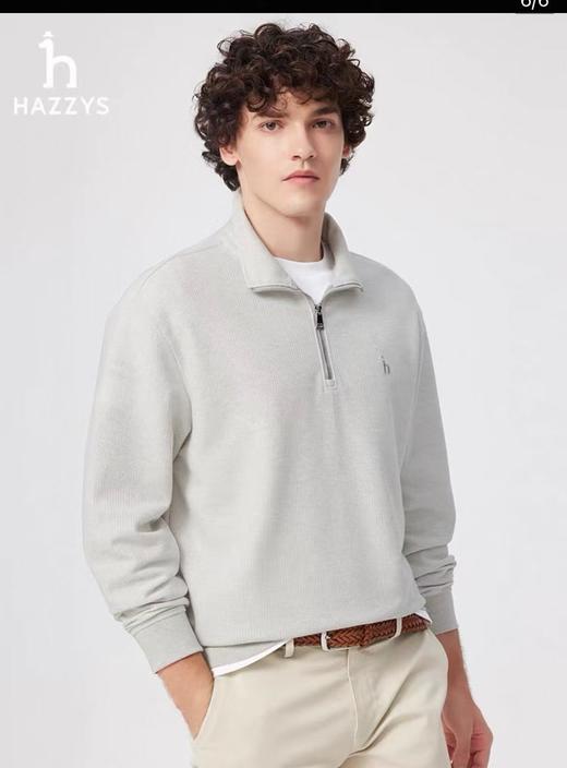 毒家，Hazzys哈吉斯2025春夏新品男休闲半拉链卫衣长袖T恤  HA半拉链 商品图7