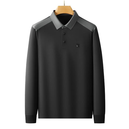 【DDP】大依优型大码男装长袖POLO新款男士加肥加大码商务休闲翻领无痕拼接T恤 商品图4