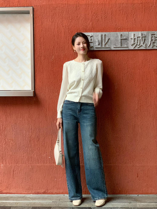 【百图lulu定制】【琥珀针织衫】花朵提花   螺纹收口 长袖针织衫 商品图5