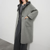 【社群秒杀】三彩2025冬季新款两穿连帽宽松长款双面呢大衣绵羊毛毛呢外套M 商品缩略图3