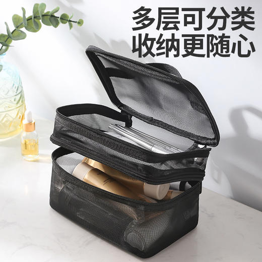 【出差旅行必备🔥】新款网纱化妆包旅行化妆品收纳袋，大容量双层透明网布洗漱包💄透明设计超贴心，收纳分类一步到位✨折叠轻便不占地，出差度假全搞定！ 商品图2