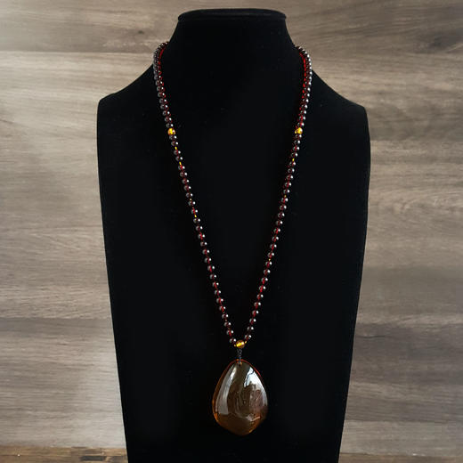 【天然正品】天然无杂裂3A级净水水滴形墨西哥蓝珀珠串吊坠项链110825NJM28 现售价：980特价！ 商品图8