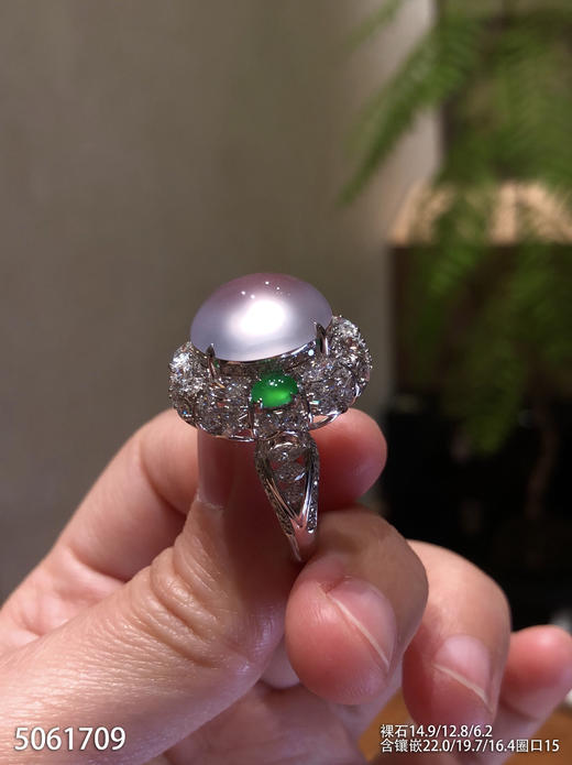 玻璃种粉紫罗兰蛋面戒指【5061709】具体价格微信咨询 商品图2