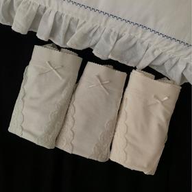 【3条装合辑】秋冬新款内裤女舒适弹力三角裤中腰女士 多种面料波点蕾丝 棉裆含桑蚕丝