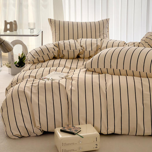 顶柔【自用送人好品】 全棉简约条纹三/四件套-TJ1597 商品图0