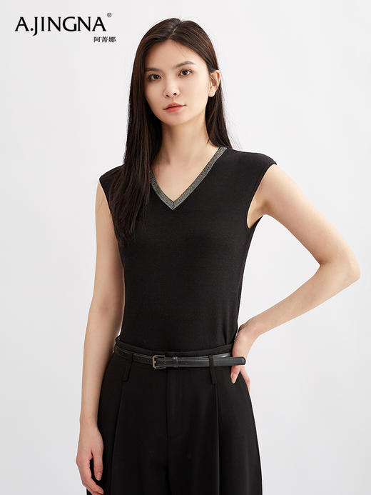 【百搭通勤】阿菁娜气质V领春秋冬的优雅系针织背心F30Q301012 商品图2