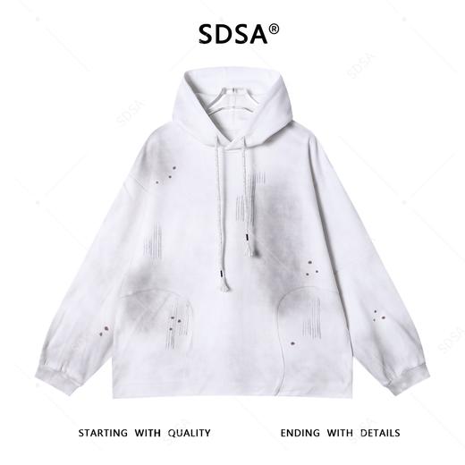 SDSA男士秋冬新款痞帅男装潮牌扎染解构抽绳连帽卫衣套头百搭宽松 商品图1