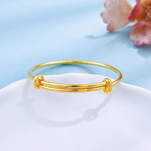 【限时克减128元】足金999.9 #儿童/宝宝 实心(面宽约1.9-2.3mm)光圈单只推拉BB镯宝宝镯童镯(TZ00010-02)预售产品下单后不退款不退货不换货不补差价 商品图1